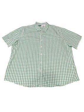 Old Navy Green and White Gingham Short-Sleeve Button-Down Shirt